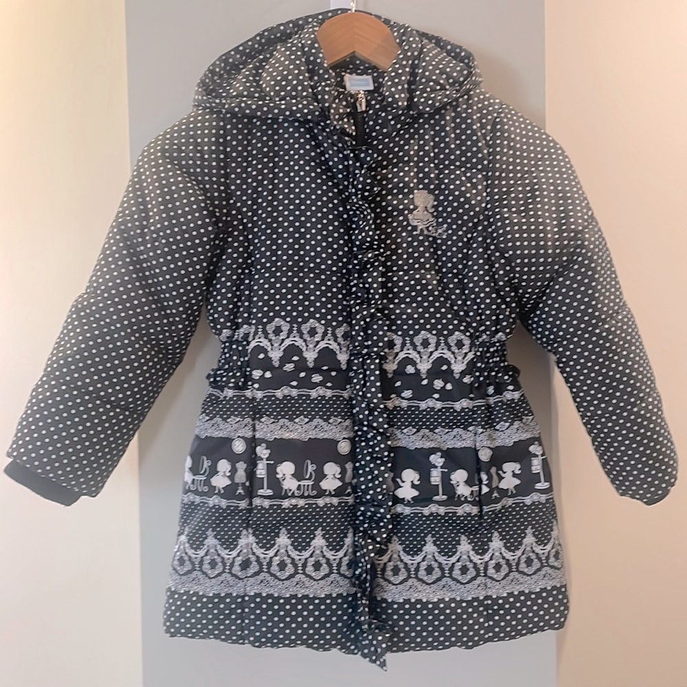 EUC Les Enphants Puffer Coat Sz 6/7 Kids 120/60 detachable hood